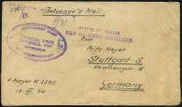 SÜDAFRIKA 1944 (12.3.) Zweisprachiger Viol. 2L: PASSED BY CENSOR.. (Wo.3) + Vuiol. Doppel-Oval: INTERNMENT CAMP/ OFFICIA - Croix-Rouge