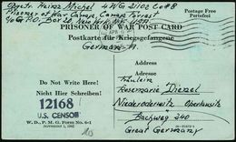 U.S.A. /  DEUTSCHES REICH 1945 (6.4.) MaWellenSt.: NEW YORK, N.Y. + Schw. Zensur-2L: 12168/U.S. CENSOR (Wo.2 + Hs. Vs. A - Red Cross