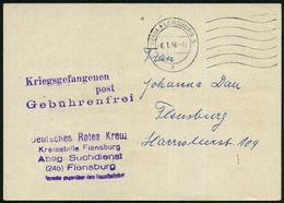 (24b) FLENSBURG 3/ E 1956 (6.1.) 2K-WellenSt. + Viol. Kriegsgefangenen/post/Gebührenfrei + Viol. 5L: Deutsches Rotes Kre - Cruz Roja