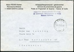 ITALIEN 1982 (31.5.) Vordr.-Bf.: Kriegsgef.Post - Gebührenfrei / Major REDER Walter..GAETA (SS-Sturmbannführer) = Verurt - Croce Rossa