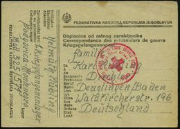 JUGOSLAWIEN /  MONTENEGRO 1946 (17.5.) Roter Rotkreuz-2K: BEOGRAD Auf Kgf.-Vordr.-Kt. (dreisprachiger Vordruck) Hs. Abs. - Croce Rossa