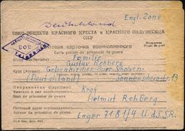 UdSSR 1949 (27.3.) Sowjet. Kgf.-Vordr.-Kt. + Ungebr. Antwortkt. Anhängend! (rechts Fleck), Viol.Zensur-Rhombus 303 (Lage - Red Cross