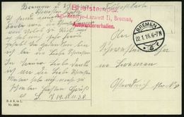 BREMEN/ *5l 1916 (22.1.) 1K-Brücke + Roter 3L: ..Kgl. Reserve-Lazarett II, Bremen/ A U S W A N D E R E R H A L L E N , K - Medicine
