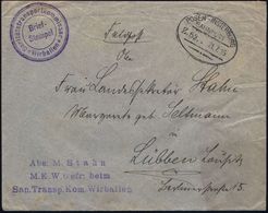 Wirballen 1916 (21.7.) Bahn-Oval: POSEN - INSTERBURG/BAHNPOST/Z.52.. + Tilde + 2 Viol. HdN.: Sanitätstransportkommissar  - Medizin