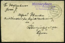 ÖSTERREICH 1915 (1.8.) 2K-Steg: 1/1 WIEN  R E I C H S R A T /* 3b *  = Hauspostamt! + Viol. 2L: Militär-Krankenanstalt/  - Medicina