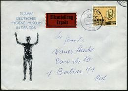 D.D.R. 1987 (15.5.) 85 Pf. "75 Jahre Hygiene-Museum", Dresden, EF = Gründer K. A. Lingner (u. Museum) Portorichtiger Inl - Medicina