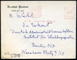 FRANKREICH 1958 (21.1.) AFS.: PARIS 102/C. 3022 + 8 Wellen Links = Institut Pasteur , Ausl.-Dienst-Bf.: Jnstitut Pasteue - Medicina