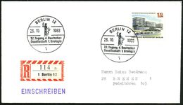 1 BERLIN 12/ 22.Tagung D.Deutschen/ Gesellschaft F.Urologie 1968 (23.10.) SSt = Aeskulap 2x + RZ: 1 Berlin 12/n , Klar G - Medicina