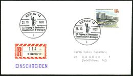 1 BERLIN 12/ 22.Tagung D.Deutschen/ Gesellschaft F.Urologie 1968 (23.10.) SSt = Aeskulap 2x + RZ: 1 Berlin 12/n , Klar G - Medizin