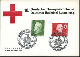 KARLSRUHE (BADEN)1/ DEUTSCHE THERAPIEWOCHE/ DEUTSCHE/ HEILMITTEL AUSSTELLUNG 1958 (30.8.) SSt = Aesculap-stab (mit Strah - Geneeskunde