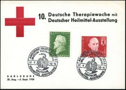 KARLSRUHE (BADEN)1/ DEUTSCHE THERAPIEWOCHE/ DEUTSCHE/ HEILMITTEL AUSSTELLUNG 1958 (30.8.) SSt = Aesculap-stab (mit Strah - Medizin