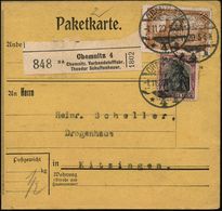 CHEMNITZ/ *4b 1920 (1.11.) 1K-Gitter + Schw. Selbstbucher-Paketzettel: Chemnitz 4/aa/Chemnitz. Verbands-stofffabr./Theod - Medizin