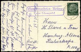 Kollow  G E N E S U N G S H E I M / über Schwarzenbek 1938 (19.6.) Viol. Ra.2 = PSt.II = Hauspostamt Hospital U. Genesun - Medicina