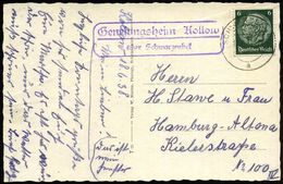 Kollow  G E N E S U N G S H E I M / über Schwarzenbek 1938 (19.6.) Viol. Ra.2 = PSt.II = Hauspostamt Hospital U. Genesun - Médecine