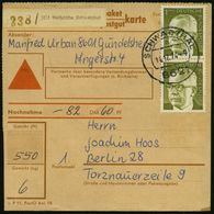 8621 Heilstätte Schwabthal 1974 (14.12.) Seltener, Brauner Paketzettel + 1K: 8621 SCHWABTHAL A. Heinemann-Frankat., Inl. - Geneeskunde