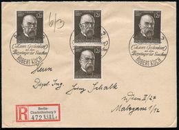 BERLIN C2/ ..Bezwinger D.Seuchen/ ROBERT KOCH 1943 (11.12.) SSt 3x Auf 4x  12+38 Pf. Robert Koch (Mi.864 MeF) + Sonder-R - Medizin