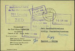 701 Leipzig/ ZKD/ Medizin.Fakultät/ Der Karl-Marx-Universität 1966 (30.9.) Viol. ZKD-Ra.4 + 1K: 701 LEIPZIG 1/c Auf ZKD- - Ziekte