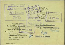 701 Leipzig/ ZKD/ Medizin.Fakultät/ Der Karl-Marx-Universität 1966 (30.9.) Viol. ZKD-Ra.4 + 1K: 701 LEIPZIG 1/c Auf ZKD- - Maladies