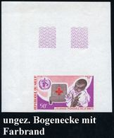 NIGER 1976 50 F. "WHO Weltgesundheitstag",  U N G E Z.  Bogen-Eckrandstück = Baby U. RK-Auto Mit Randmuster, Postfrisch  - Ziekte