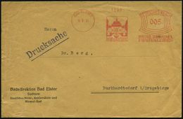 BAD ELSTER/ HERZ RHEUMA/ FRAUENLEIDEN 1930 (15.5.) AFS = Kurhaus U. Springbrunnen , Klar Gest. Vordr.-Fern-Bf.: Badedire - Enfermedades