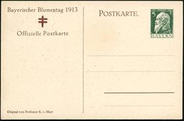 BAYERN 1913 PP 5 Pf. Luitpold Grün: Bayer. Blumentag = Tbc-Spendenkarte (Mädchen Mit Blumenstrauß In Braun) Mit Tbc-Dopp - Ziekte