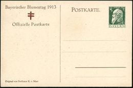 BAYERN 1913 PP 5 Pf. Luitpold Grün: Bayer. Blumentag = Tbc-Spendenkarte (Mädchen Mit Blumenstrauß In Braun) Mit Tbc-Dopp - Enfermedades