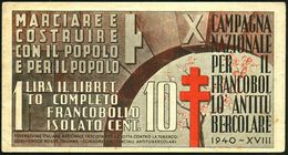 ITALIEN 1940 Tbc-Spendenmarkenheft: 1 LIRA "X. CAMPAGNA NAZIONALE PER IL FRANCOBOLLO ANTITUBERCOLARE" Mit 4 Verbliebenen - Malattie