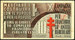 ITALIEN 1940 Tbc-Spendenmarkenheft: 1 LIRA "X. CAMPAGNA NAZIONALE PER IL FRANCOBOLLO ANTITUBERCOLARE" Mit 4 Verbliebenen - Enfermedades