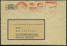 (14a) OBERKOCHEN (WÜRTT)/ ZEISS/ OPTON/ ZEISS/ PUNKTAL/ BRILLENGLÄSER 1950 (17.10.) AFS = Kopf Mit Brille U. Firmen-Logo - Maladies