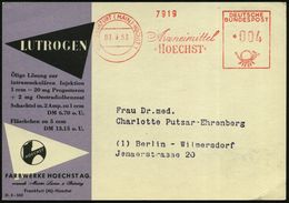 (16) FRANKFURT (MAIN)-HÖCHST 1/ Arzneimittel/ HOECHST 1953 (7.9.) Seltener AFS-Typ = Verkürzte C-Type Auf Zweifarbiger R - Pharmacie