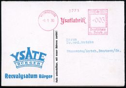 WERNIGERODE/ Ysatfabrik 1936 (6.1.) AFS Auf Reklame-Klappkarte: YSATE BÜRGER, Recvalysatum Bürger + Antwortkarte (anhäng - Farmacia