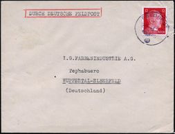 DT.BES.FRANKREICH 1943 1K: FELDPOST Auf EF 12 Pf.Hitler + Zusatz "DURCH DEUTSCHE FELDPOST" ,rs. OKW-Zensur-Streifen "x"  - Pharmazie