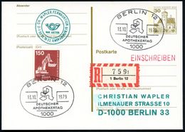 1000 BERLIN 12/ DEUTSCHER/ APOTHEKERTAG 1979 (13.10.) SSt (Monogr."A") + RZ: 1 Berlin 12/j, Orts-R-Karte (Bo.2054) - - Apotheek
