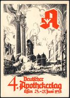 ESSEN 1/ 4.Deutscher/ Apothekertag 1937 (26.6.) SSt ("A" Mit Lebensrune) Zweifarbige, Seltene Sonderkarte: Hochofenanlag - Apotheek