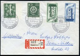 (20a) HANNOVER 1/ DEUTSCHE APOTHEKERTAG 1956 (23.9.) SSt 3x + RZ: Hannover 1/ Z Z, Klar Gest. Inl.-R-Bf.  (Bo.127) - - Apotheek