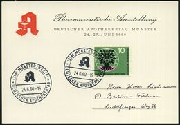 (21a) MÜNSTER (WESTF)/ DEUTSCHER APOTHEKERTAG 1960 (25.6.) SSt 2x Klar Auf Inl.-Sonderkarte: Pharmazeutische Ausstellung - Apotheek