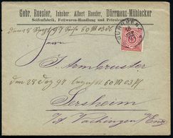 DÜRRMENZ 1899 (18.9.) 1K Auf EF 10 Pf. Württbg. Ziffer , Firmen-Bf.: Gebr. Roesler + Inhalt: Dekorat. Rechnung Mit Zierr - Apotheek