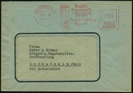 BAYREUTH 1/ YU SAN/ Dressin/ Erzeugnisse../ Dressin-Werke K.G. 1946 (28.6.) Aptierter AFS = NS-Adler Entfernt (Stpl.-Irr - Pharmacie