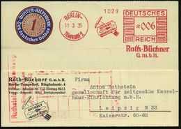 BERLIN-/ TEMPELHOF 1/ ROTBART/ MOND-EXTRA/ Roth-Büchner/ GmbH 1935 (11.3.) AFS = Naßrasierer, Klinge , Motivgl. Firmenkt - Farmacia