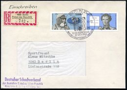 1020 BERLIN 25/ 13.I S B - KONGRESS.. 1980 (7.11.) SSt + Sonder-RZ: 1025 Berlin/Palast Der Republik/a = Hauspostamt Der  - Scacchi