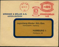 LEIPZIG W/ 35/ Es Bürgt Dieses Zeichen../ SPRINGER & MÖLLER/ A.-G. 1931 (28.12.) AFS = Springer (= Firmen-Logo Mit Zahnr - Schach