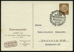 Bremen 1938 (13.6.) BPA-SSt: MS"OCEANA"/ Schiffspost Bremen-Bremerhaven/44./Deutscher /Philatelistentag Klar Auf  PP 3 P - Marittimi