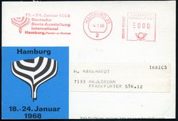 2 HAMBURG 36/ ..Januar 1968/ Deutsche/ Bottsausstellung/ International.. 1968 (4.1.) AFS In 000 + GEBÜHR BEZAHLT = Masse - Marittimi