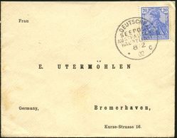 DEUTSCHES REICH 1902 (8.2.) 1K-BPA: DEUTSCHE/SEEPOST/AUSTRALISCHE/HAUPTLINIE/* C Klar Auf EF 20 Pf. Germania ,rs. TS: AD - Maritime