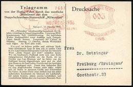 HAMBURG/ 1/ WELTREISE 1936/ 12.JANUAR-26.MAI/ HAMBURG-AMERIKA LINIE 1935 (14.10.) Seltener AFS (2 Globen) Auf Seltener H - Marittimi