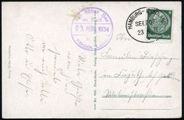 HAMBURG-HELGOLAND/ SEEPOST/ * 1934 (2.8.) Oval-BPA  M I T  Stern + Viol. HdN: ..M.S./Königin Luise Auf S/w.-Ak.: M.S. "K - Maritiem