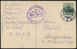 HELGOLAND/ **e 1913 (18.3.) 1K-Gitter + Viol. 1K-HdN: Auf Hoher See/An Bord/des/Schnelldampfers Silvana Klar Auf Color-A - Maritime