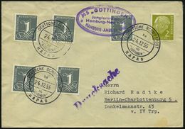 B.R.D. 1955 (24.12.) 2K-BPA: DEUTSCHE SCHIFFSPOST/ba/MS/"GÖTTINGEN"/HAPAG (Nr.i-17) 3x + Viol. Oval-HdN: MS "GÖTTINGEN"/ - Marítimo