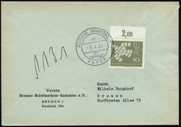 B.R.D. 1962 (9.4.) 2K-BPA: DEUTSCHE SCHIFFSPOST/ad/MS/"ODENWALD"/HAPAG Klar Auf Inl.-Bf. (Nr.i-36) - - Schiffahrt