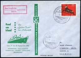B.R.D. 1966 (19.9.) 2K-BPA: DEUTSCHE SCHIFFSPOST/MS/BERLIN/NDL/IRLANDFAHRT 2x (1x Oben Etw. Undeutl) + Roter Ra.2: Dun L - Maritime